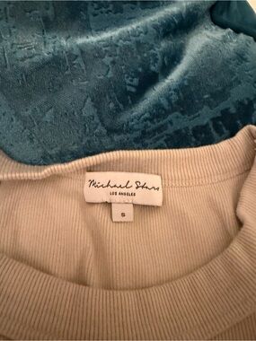 Michael Stars Beige Ribbed Crewneck Tee